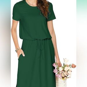 Womens Hide Belly Work Casual Midi Dresses with Pockets